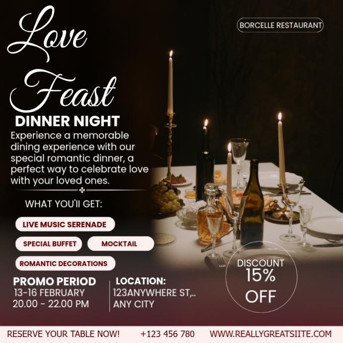 Romantic Dinner Event Template | PosterMyWall