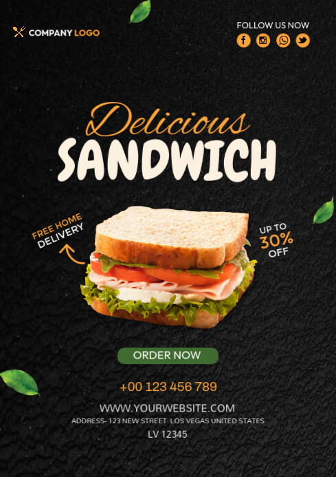 Black  Sandwich Poster Template A4