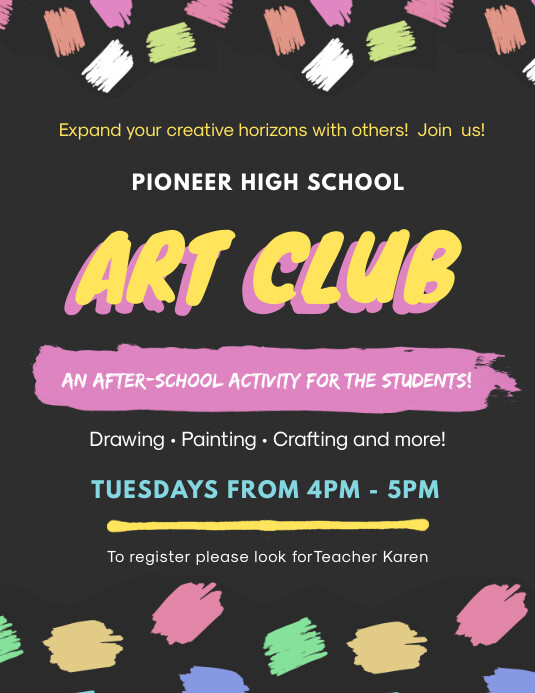 Black School Art Club Poster Template PosterMyWall