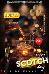 Black  Scotch Day - Pouring Glass Of Whisky Poster template