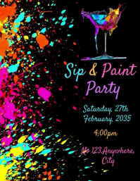 Black Sip and Paint Party Flyer Video template