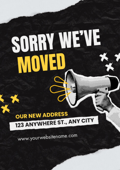 Black Sorry We've Moved A4 template