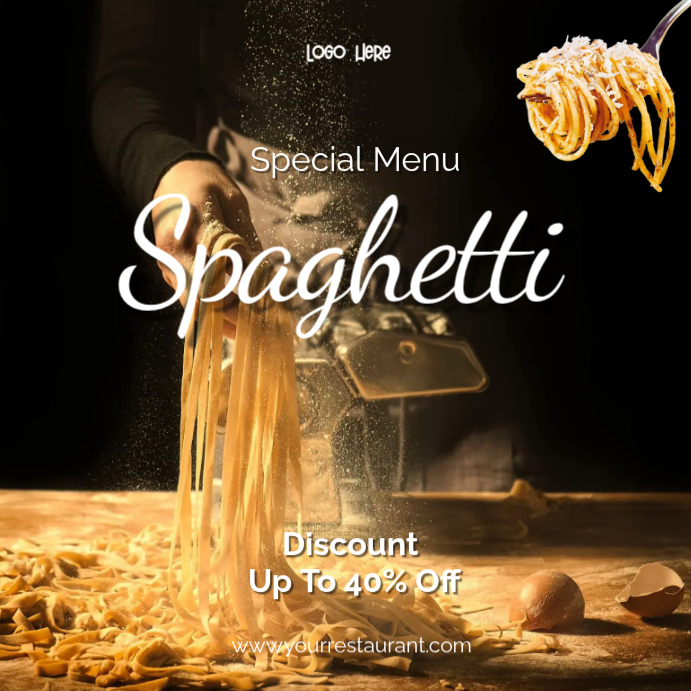 Black Spaghetti Promotion Instagram Post Template | PosterMyWall