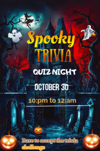 Black  Spooky Trivia Quiz Night  Poster Póster template