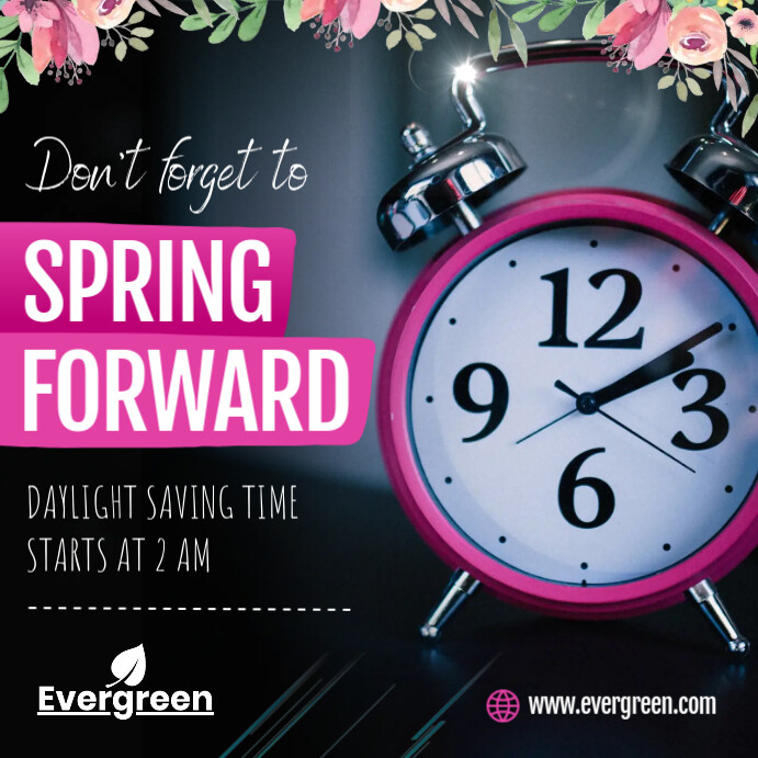 Spring Forward Facebook Posts Black Spring Forward Instagram Image Template | PosterMyWall
