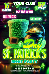 Black St. Patrick's Day Party Banner 4' × 6' template