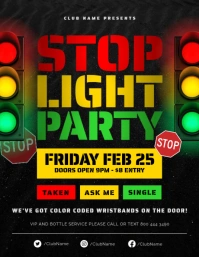 Black Stop Light Party Invitation Flyer Folheto (US Letter) template