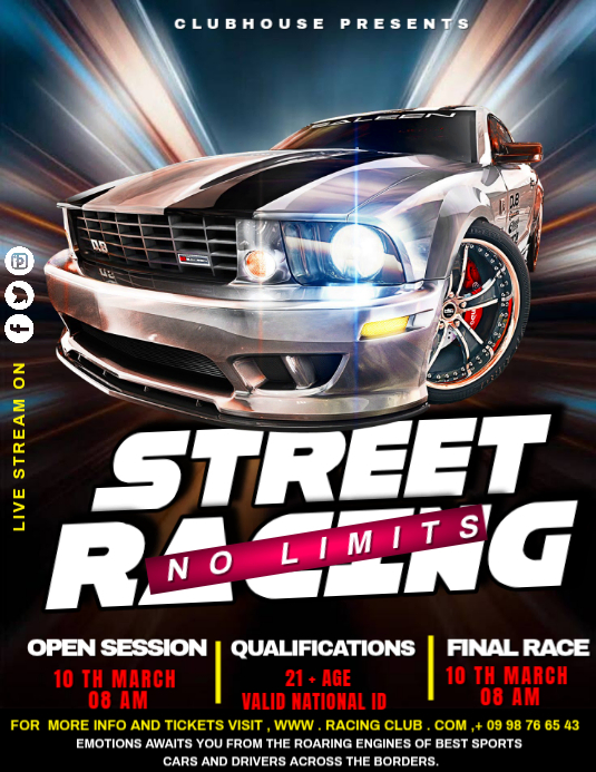 Funny Racing Event Flyer Black Street Racing Event Flyer Template | PosterMyWall