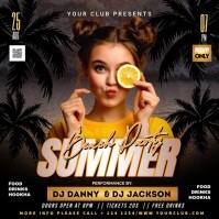 Black Summer Beach Party Video Flyer Instagram Post template