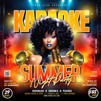 Black Summer Karaoke Night Party Flyer Instagram Post template
