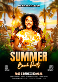 Black Summer Party A6 template