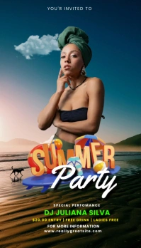Black  Summer Party Business Card template