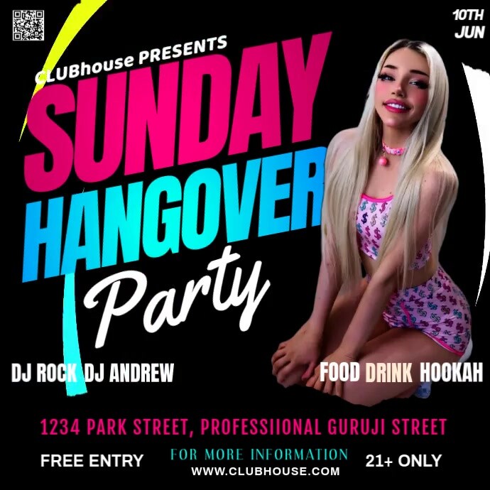 Black Sunday Night Party Instagram Post template