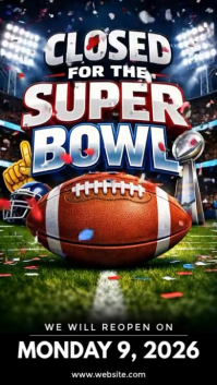 Black Super Bowl Closure Announcement Instagram Reel Video template