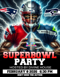 2026 Super Bowl Party Flyer Iflaya (Incwadi ye-US) template