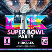 Black Super Bowl Party Instagram Post Video Wpis na Instagrama template