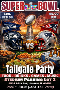 Black Super Bowl Tailgate Party Poster template