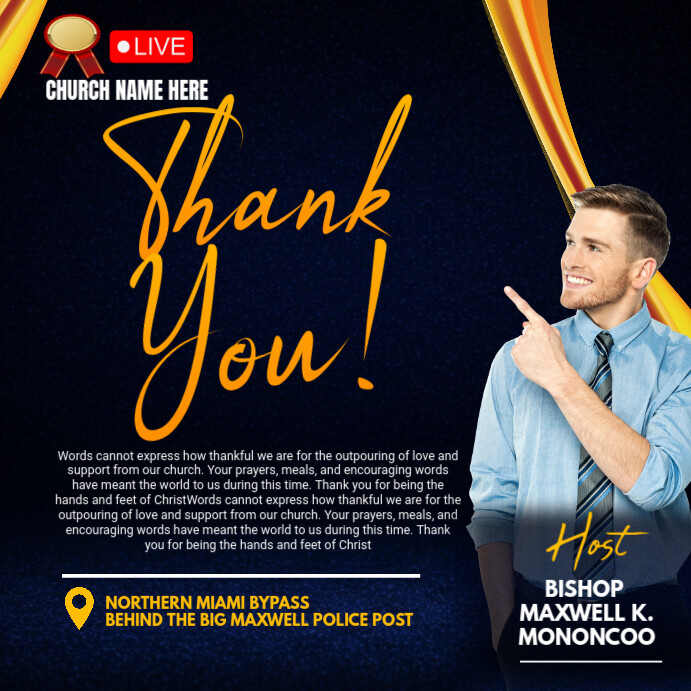 Black Thank You Card Instagram Post template