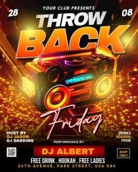 Black Throw Back Friday Party Video Flyer Instagram Portrait template