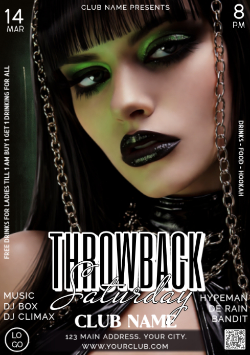 Plantilla de Black Throwback Saturday Night Party Invitation Social ...