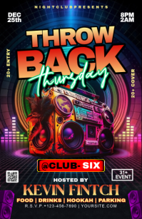 Black Throwback Thursday Party Half Page Wide Halv side bred template