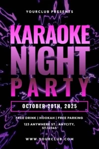 Black Tipografi Karaoke Night Party Poster template