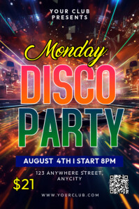 Black Tipografi Monday Disco Party Poster template