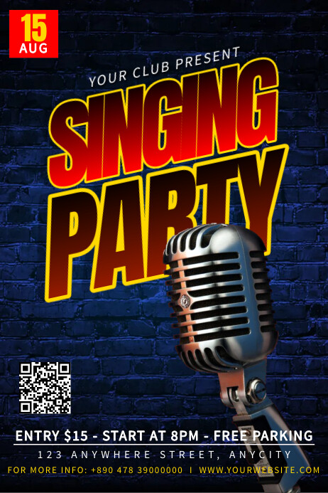 Black Tipografi Singing Party Poster Template | PosterMyWall