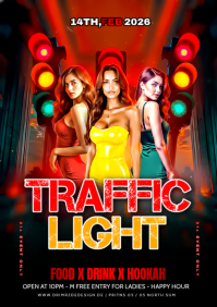 Black Traffic Light Party A4 template