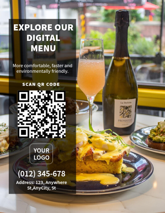 Black Transparent Maximalist Scan Qr Code Digital Menu  Flyer (us Letter) Pamflet (Letter AS) template