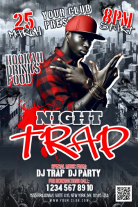 Black Trap Rap Party Banner 4' × 6' template