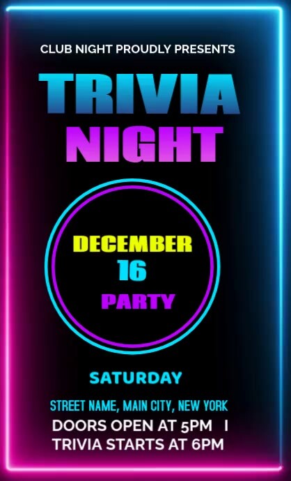 Black Trivia Night  Us Legal 美国正规 template