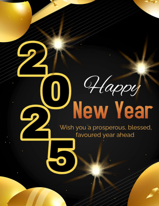 Black Typographic 2025 New Year Flyer Design Flyer (us Letter) Template ...