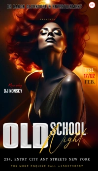 Black Typographic A Visually Striking Promotional Flyer For An Event Titled "old School Night "  Bus Business Card template