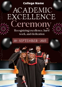 Black Typographic Academic Excellence Ceremony  A1 template