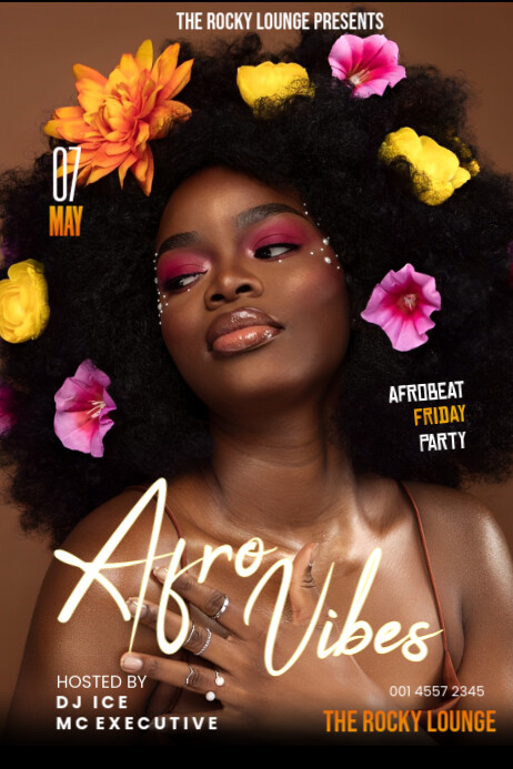 Black Typographic Afro Vibes Party Flyer Poster Template | PosterMyWall