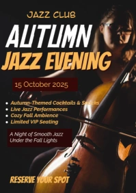 Black Typographic Autumn Jazz Night A1 template