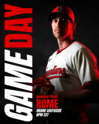 Black Typographic Baseball Game Day Instagram Portrait template