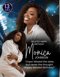 Black Typographic Belated Birthday Poster Flyer (us Letter) template