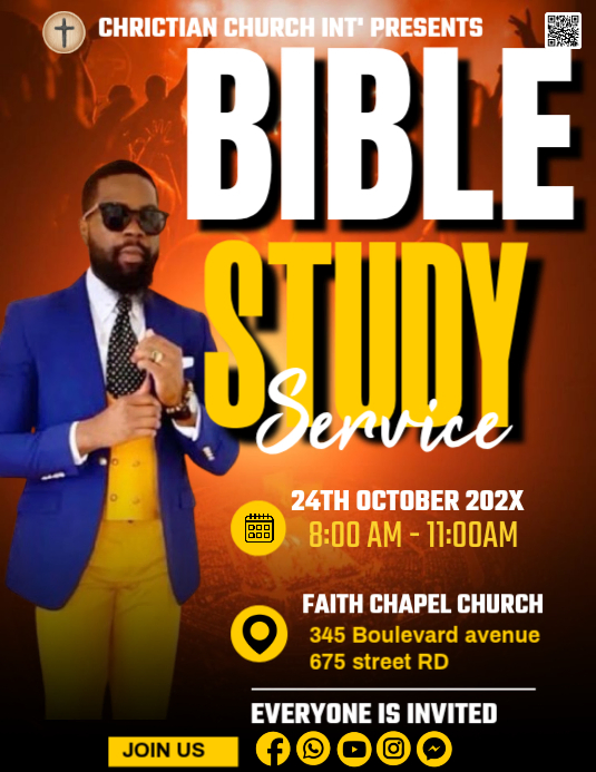Bible Study Color Black Typographic Bible Study Service Flyer Template | PosterMyWall