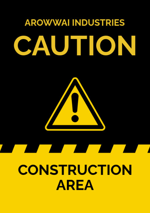 Black Typographic Caution Road Sign A4 Template | PosterMyWall