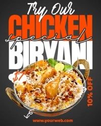 Black Typographic Chicken Biryani Ad Instagram Portrait template