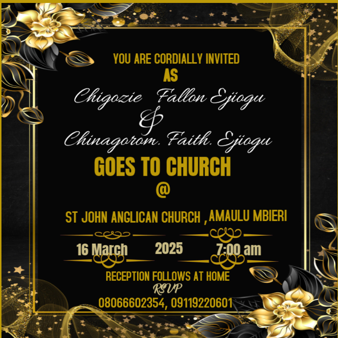 Black Typographic Children Dedication Invitation Instagram Post ...