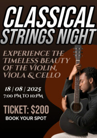 Black Typographic Classical Strings Night  A2 template