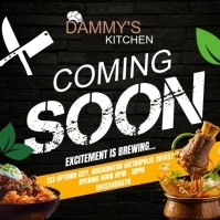 Black Typographic Coming Soon – Dammy's Kitchen Instagram Post template