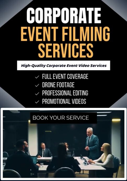 Black Typographic Corporate Event Planning Services A1 Template ...