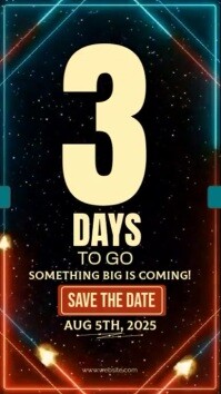 Black Typographic Countdown Video Template Digital Display (9:16)