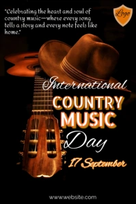 Black Typographic Country Music Day Post  Pin Графика Pinterest template