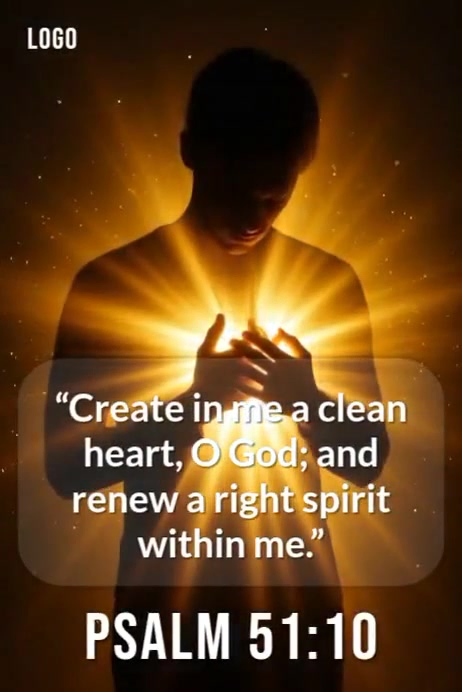 Black Typographic Create In Me A Clean Heart – Psalm 51:10 (powerful Prayer Verse) Poster template