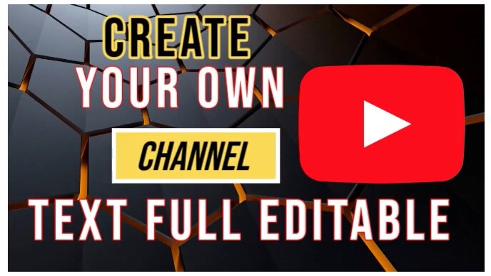 Black Typographic Create Your Own Channel Editable  Youtube Thumbnail template